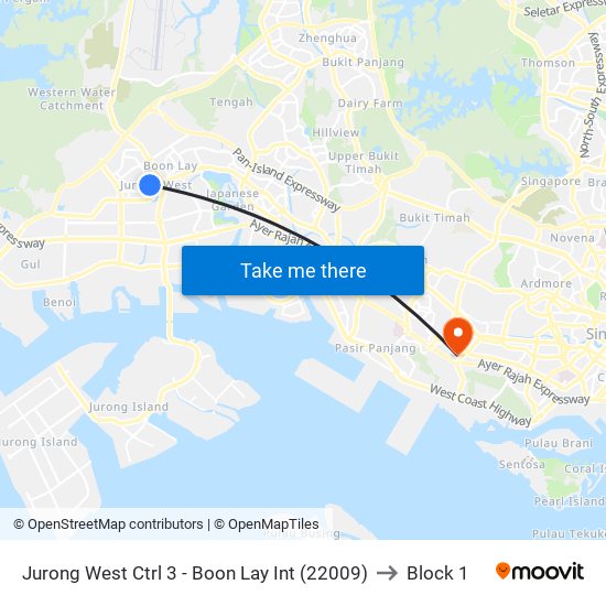 Jurong West Ctrl 3 - Boon Lay Int (22009) to Block 1 map