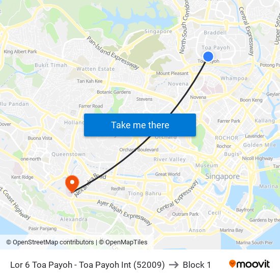 Lor 6 Toa Payoh - Toa Payoh Int (52009) to Block 1 map