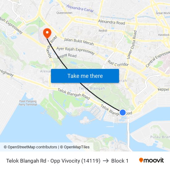 Telok Blangah Rd - Opp Vivocity (14119) to Block 1 map