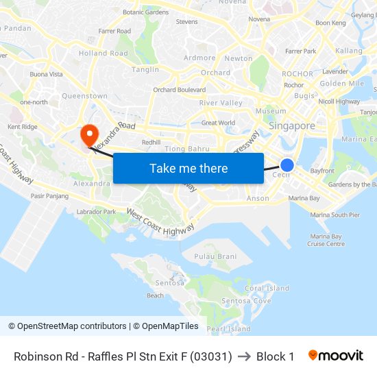 Robinson Rd - Raffles Pl Stn Exit F (03031) to Block 1 map