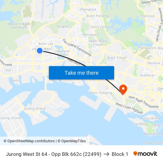 Jurong West St 64 - Opp Blk 662c (22499) to Block 1 map