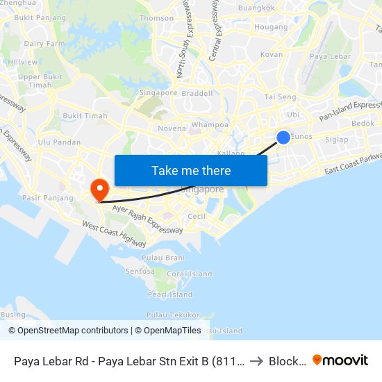 Paya Lebar Rd - Paya Lebar Stn Exit B (81111) to Block 1 map