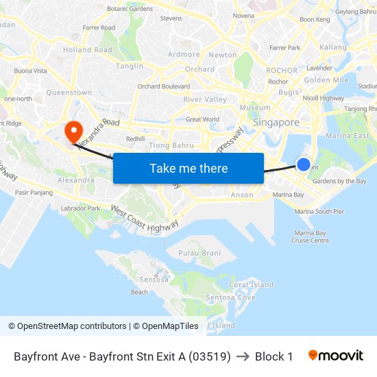 Bayfront Ave - Bayfront Stn Exit A (03519) to Block 1 map