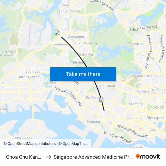 Choa Chu Kang (NS4) to Singapore Advanced Medicine Proton Therapy map