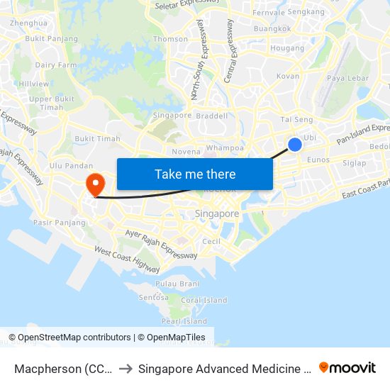 Macpherson (CC10|DT26) to Singapore Advanced Medicine Proton Therapy map