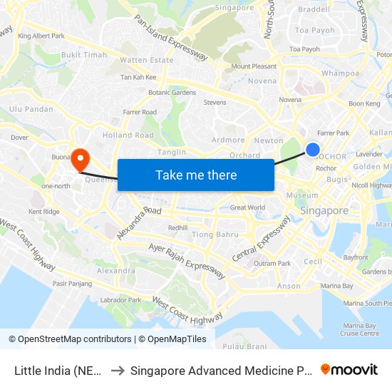 Little India (NE7|DT12) to Singapore Advanced Medicine Proton Therapy map