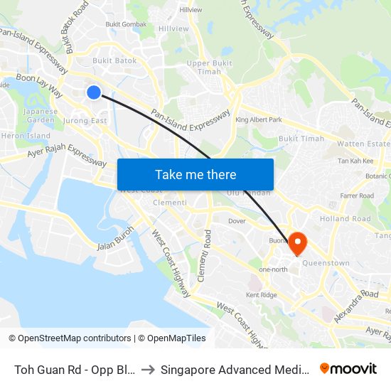 Toh Guan Rd - Opp Blk 288d (28631) to Singapore Advanced Medicine Proton Therapy map