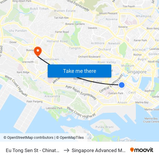 Eu Tong Sen St - Chinatown Stn Exit C (05013) to Singapore Advanced Medicine Proton Therapy map