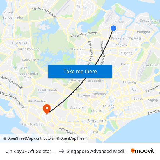 Jln Kayu - Aft Seletar Camp G (68119) to Singapore Advanced Medicine Proton Therapy map