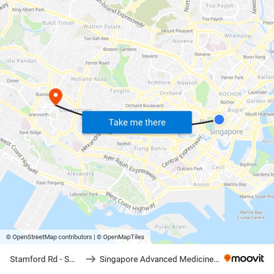 Stamford Rd - Smu (04121) to Singapore Advanced Medicine Proton Therapy map