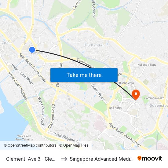 Clementi Ave 3 - Clementi Int (17009) to Singapore Advanced Medicine Proton Therapy map