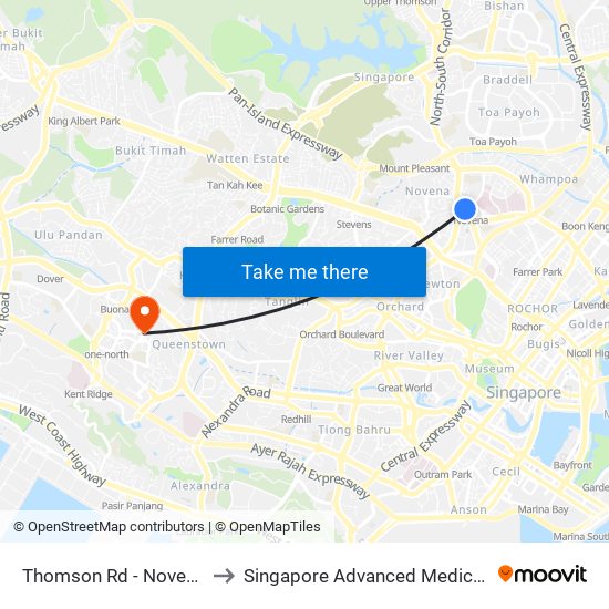 Thomson Rd - Novena Stn (50038) to Singapore Advanced Medicine Proton Therapy map