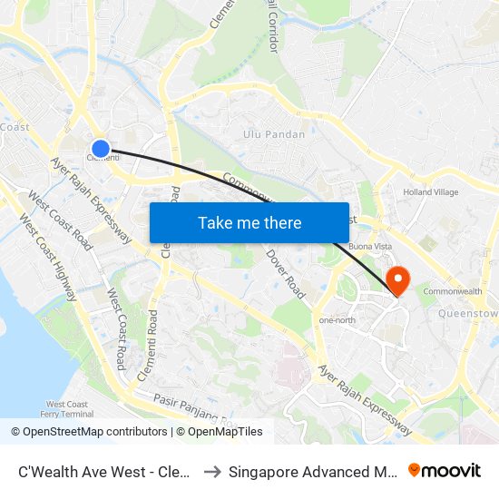 C'Wealth Ave West - Clementi Stn Exit A (17171) to Singapore Advanced Medicine Proton Therapy map