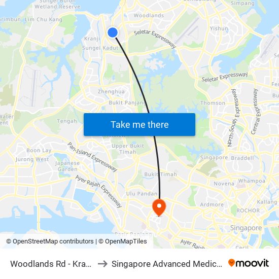 Woodlands Rd - Kranji Stn (45139) to Singapore Advanced Medicine Proton Therapy map