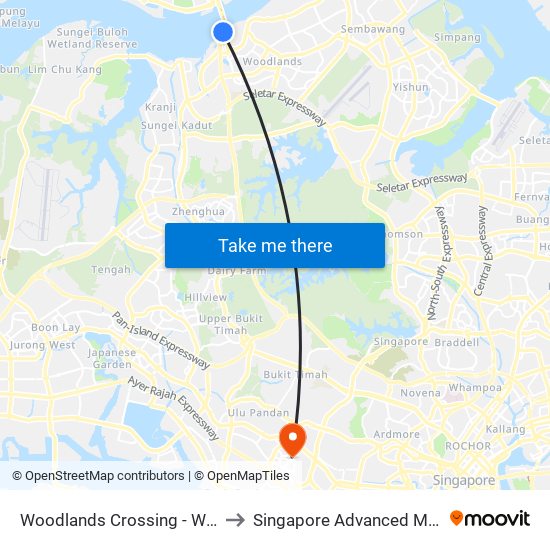 Woodlands Crossing - W'Lands Checkpt (46109) to Singapore Advanced Medicine Proton Therapy map