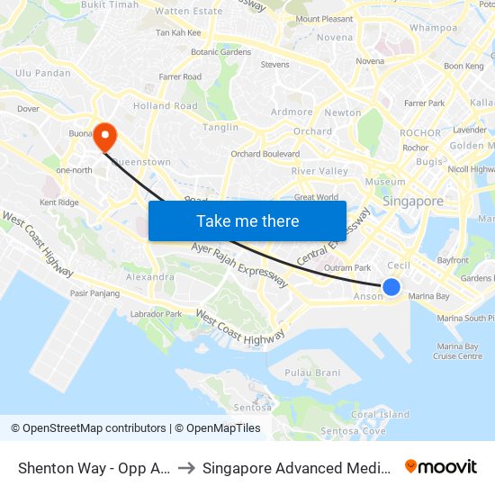 Shenton Way - Opp Axa Twr (03217) to Singapore Advanced Medicine Proton Therapy map