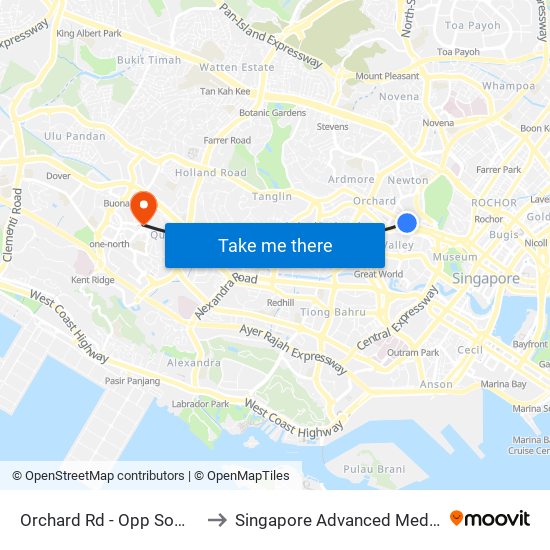 Orchard Rd - Opp Somerset Stn (09038) to Singapore Advanced Medicine Proton Therapy map