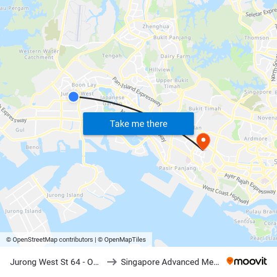 Jurong West St 64 - Opp Blk 662c (22499) to Singapore Advanced Medicine Proton Therapy map