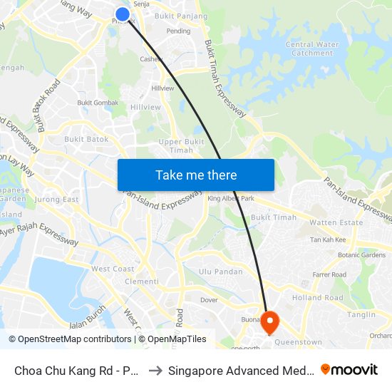 Choa Chu Kang Rd - Phoenix Stn (44141) to Singapore Advanced Medicine Proton Therapy map