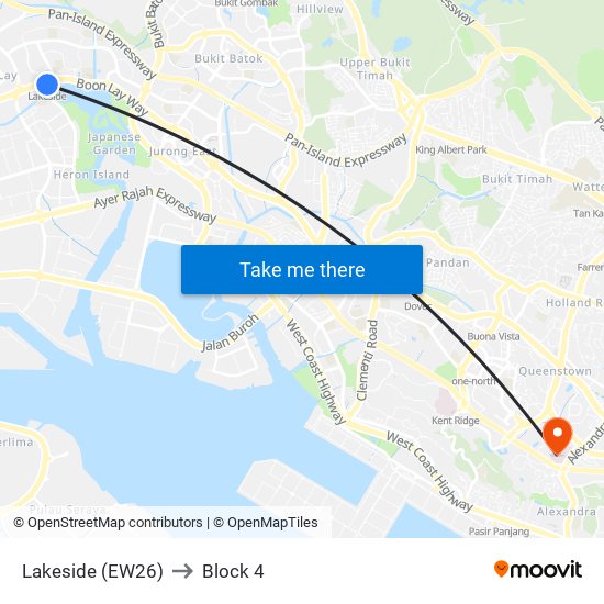 Lakeside (EW26) to Block 4 map