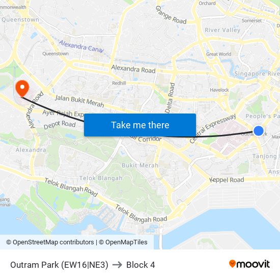 Outram Park (EW16|NE3) to Block 4 map