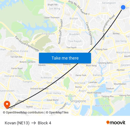 Kovan (NE13) to Block 4 map