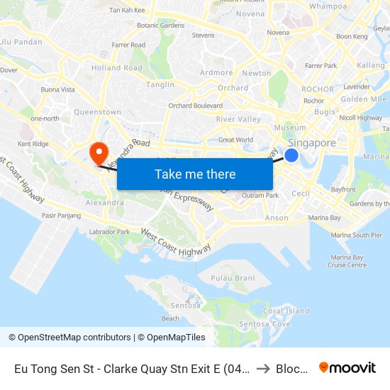 Eu Tong Sen St - Clarke Quay Stn Exit E (04222) to Block 4 map