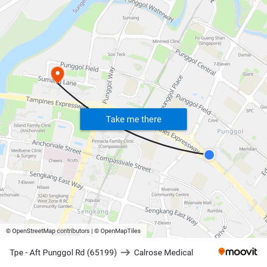 Tpe -  Aft Punggol Rd (65199) to Calrose Medical map