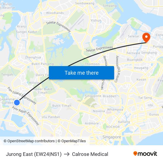 Jurong East (EW24|NS1) to Calrose Medical map