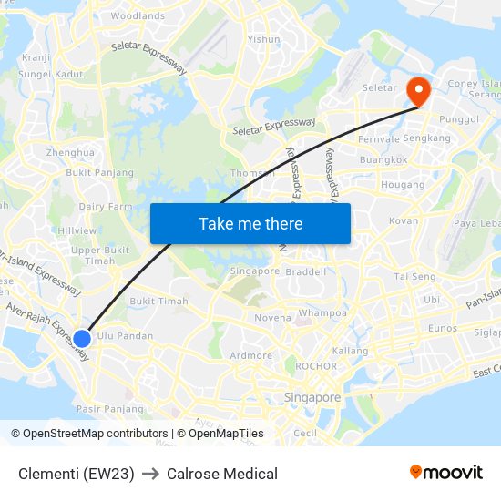 Clementi (EW23) to Calrose Medical map