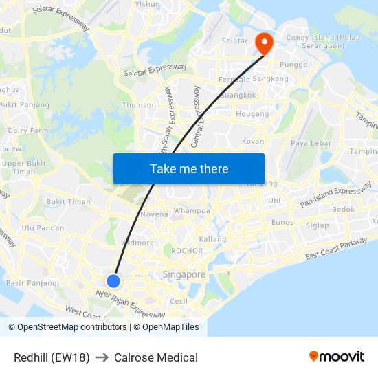 Redhill (EW18) to Calrose Medical map