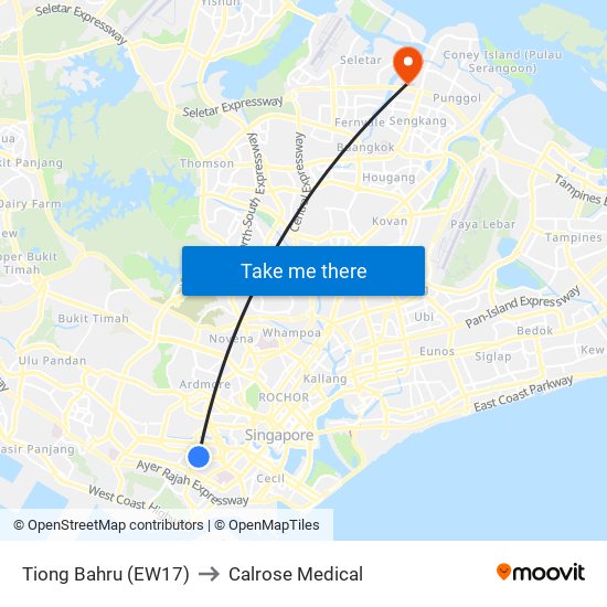 Tiong Bahru (EW17) to Calrose Medical map