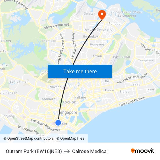 Outram Park (EW16|NE3) to Calrose Medical map