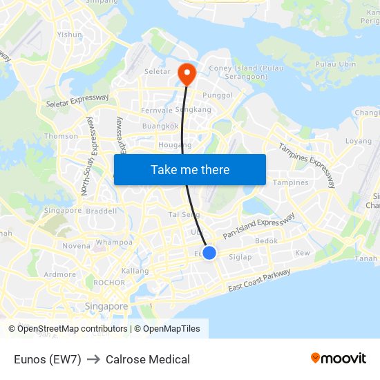 Eunos (EW7) to Calrose Medical map