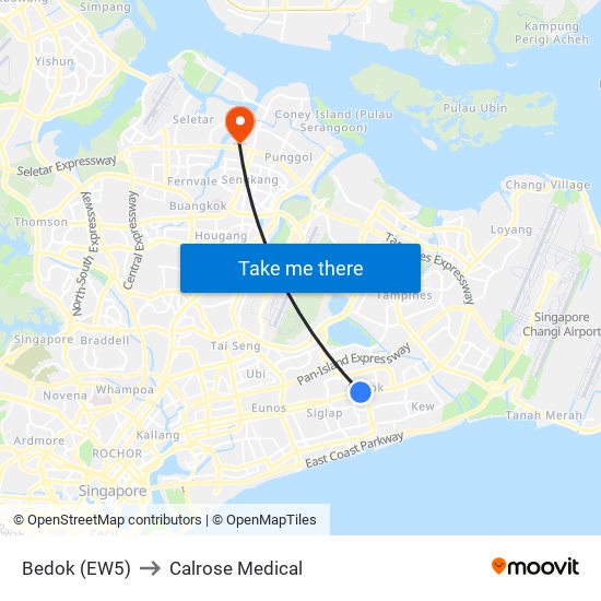 Bedok (EW5) to Calrose Medical map