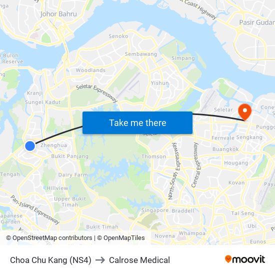 Choa Chu Kang (NS4) to Calrose Medical map