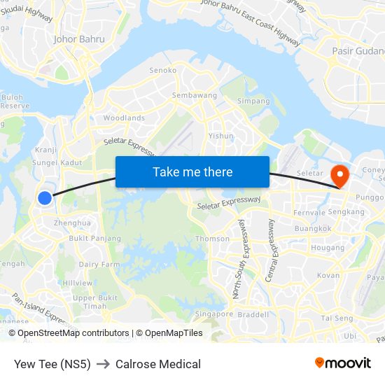 Yew Tee (NS5) to Calrose Medical map