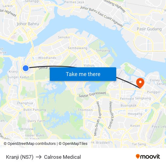 Kranji (NS7) to Calrose Medical map