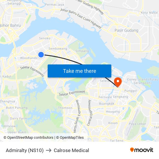 Admiralty (NS10) to Calrose Medical map