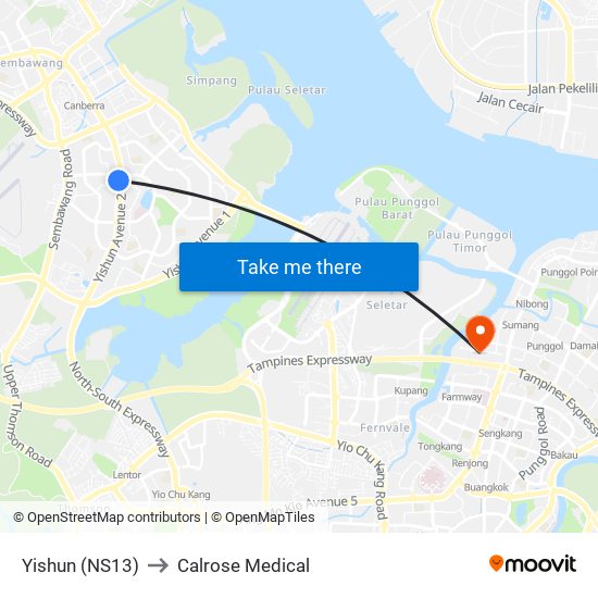 Yishun (NS13) to Calrose Medical map