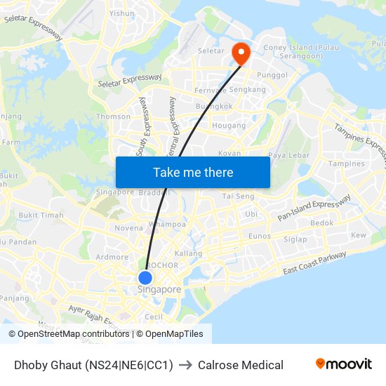 Dhoby Ghaut (NS24|NE6|CC1) to Calrose Medical map