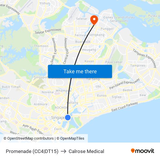 Promenade (CC4|DT15) to Calrose Medical map