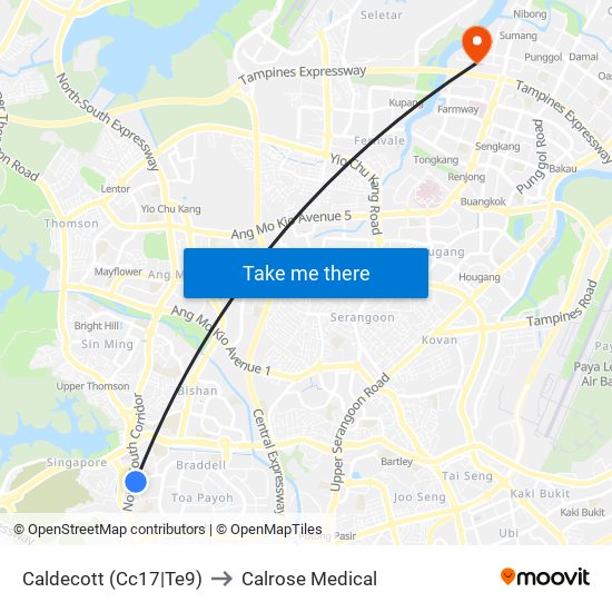 Caldecott (Cc17|Te9) to Calrose Medical map