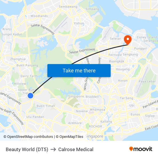 Beauty World (DT5) to Calrose Medical map