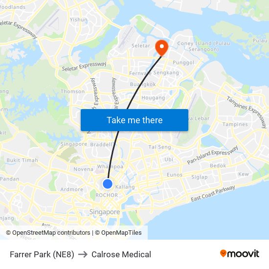 Farrer Park (NE8) to Calrose Medical map