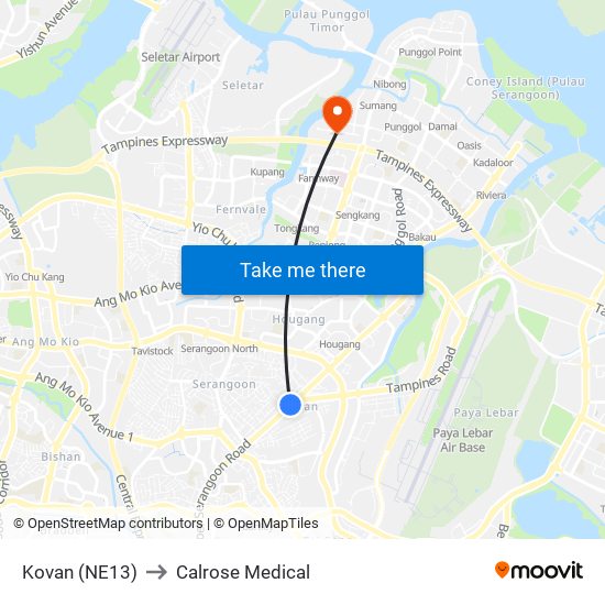 Kovan (NE13) to Calrose Medical map