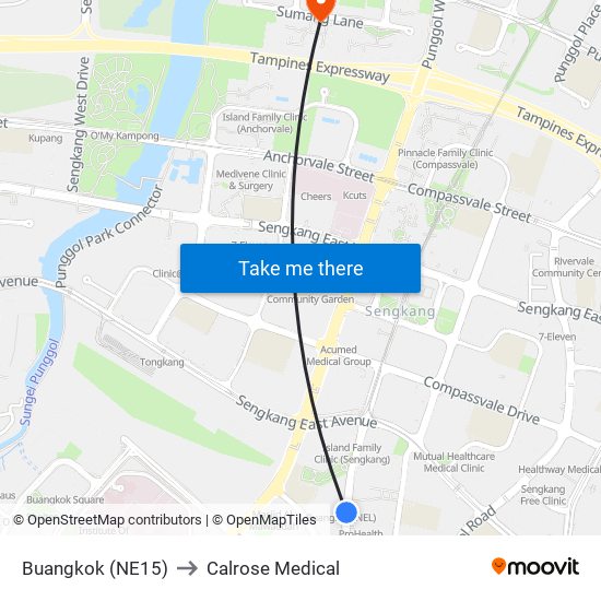 Buangkok (NE15) to Calrose Medical map