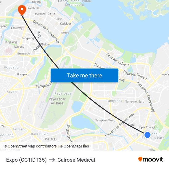 Expo (CG1|DT35) to Calrose Medical map