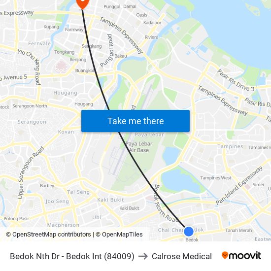 Bedok Nth Dr - Bedok Int (84009) to Calrose Medical map