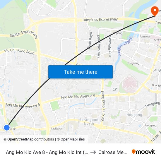 Ang Mo Kio Ave 8 - Ang Mo Kio Int (54009) to Calrose Medical map